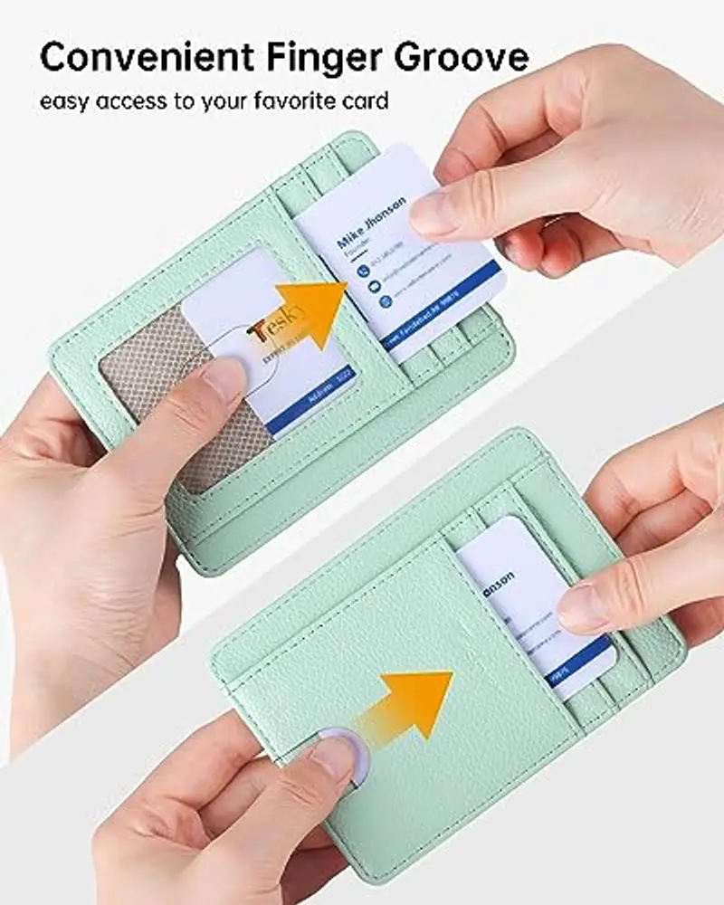 Teskyer Porta Carte Credito Donna, Portafoglio Donna Piccolo Sottile, Protezione RFID, Design Minimalista, Aqua Green miniatura 3