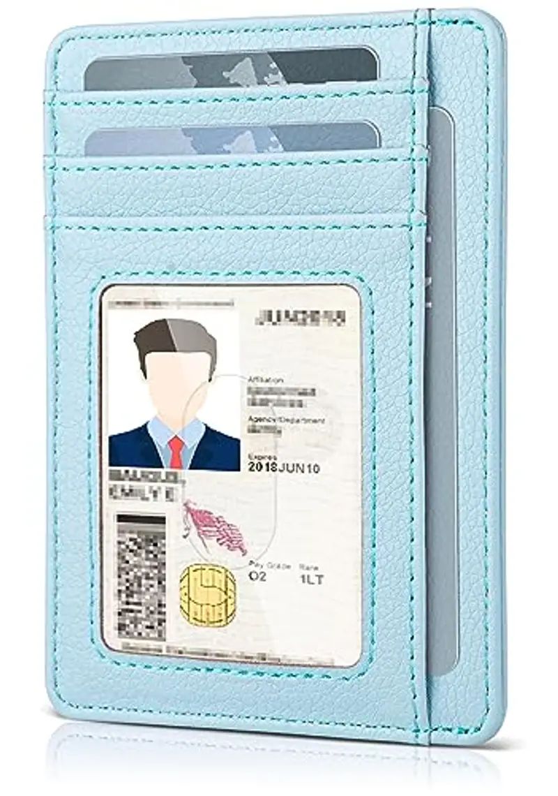 Teskyer Porta Carte Credito Donna, Portafoglio Donna Piccolo Sottile, Protezione RFID, Design Minimalista, Blu Ghiacciaio