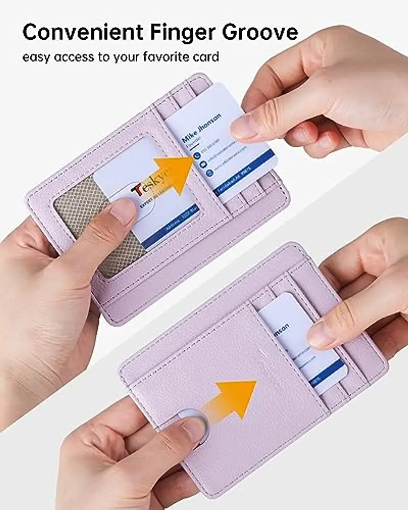 Teskyer Porta Carte Credito Donna, Portafoglio Donna Piccolo Sottile, Protezione RFID, Design Minimalista, Viola Chiaro miniatura 3