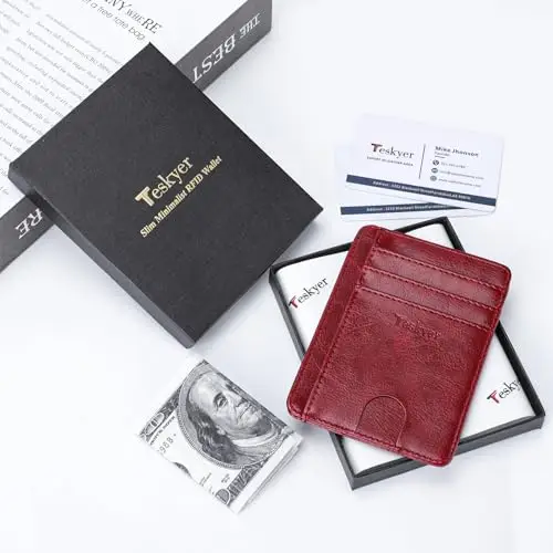 Teskyer Porta Carte Credito Donna, Portafoglio in pelle PU, Portafoglio Donna Piccolo Sottile, Protezione RFID, Design miniatura 3