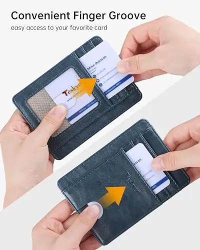 Teskyer Porta Carte Credito Uomo, Portafoglio in pelle PU, Portafoglio Uomo Piccolo Sottile, Protezione RFID, Design miniatura 3
