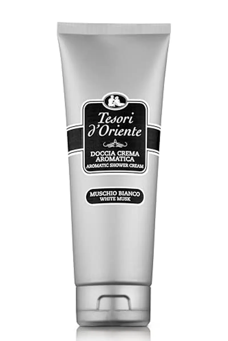 Tesori d'Oriente - Doccia Crema Muschio Bianco, dalle Note Muschiate e Ambrate, con Oli Essenziali, Dona alla Pelle Freschezza e Benessere Prolungato, 250ml - Nuova Versione, senza gancio