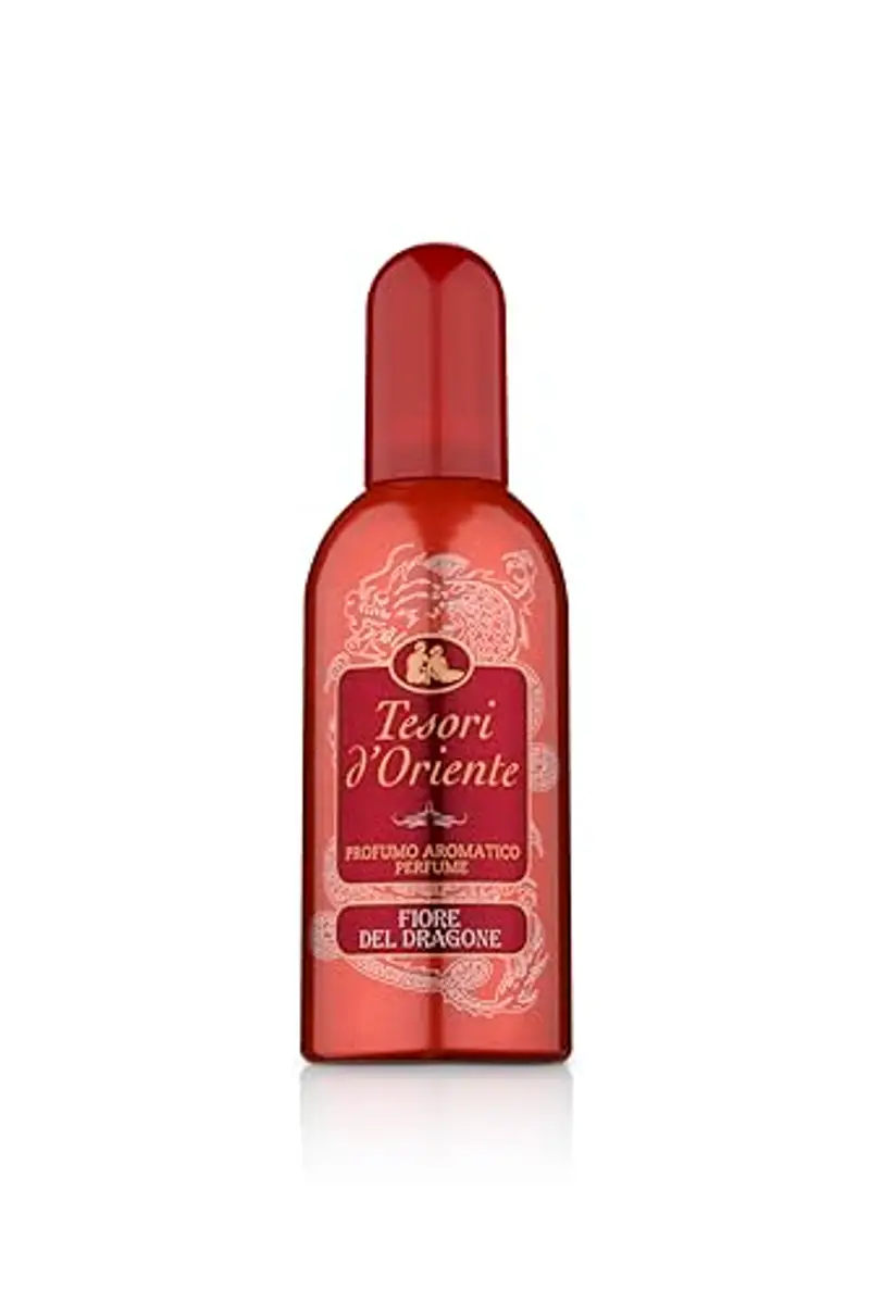 Tesori d'Oriente - Profumo Aromatico Fiore del Dragone, dalla Fragranza Fruttata e Avvolgente, Note di Mandorla, Vaniglia, Muschio e Ambra, 100ml