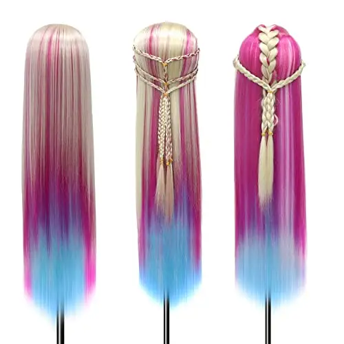 Testa Per Parrucchiere, 28 inch 100% Sintetica Testina Parrucchiere Capelli Testina Per Parruchieri Testina miniatura 2