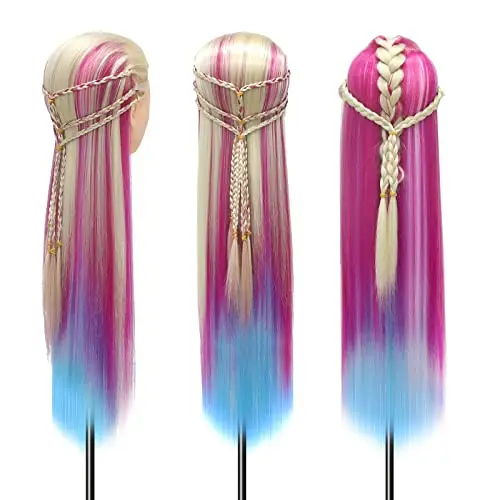 Testa Per Parrucchiere, 28 inch 100% Sintetica Testina Parrucchiere Capelli Testina Per Parruchieri Testina miniatura 3