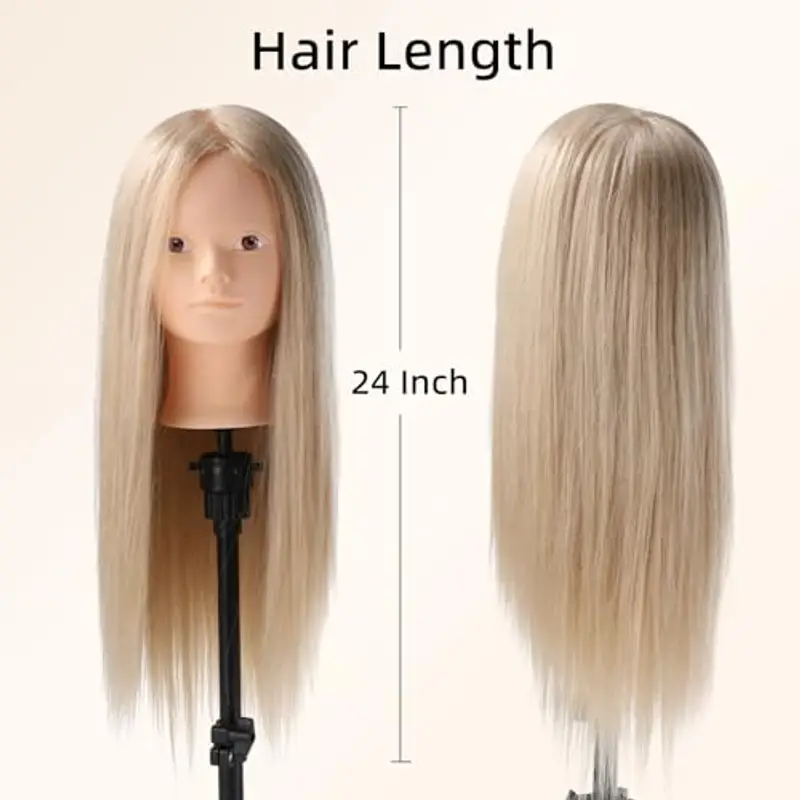 Testa per parrucchieri 70% Capelli Veri Testina Parrucchiere 24" Capelli Testa per Acconciature Testa Studio Manichino miniatura 3