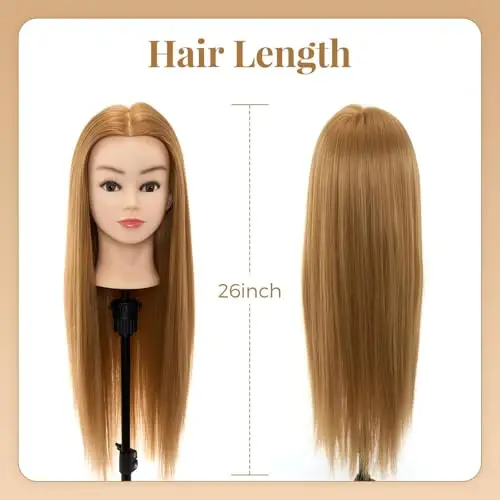 Testa per parrucchieri Neverland 26" Testina Parrucchiere Capelli 70% Capelli Umani Reali Morbidi Testa per miniatura 2