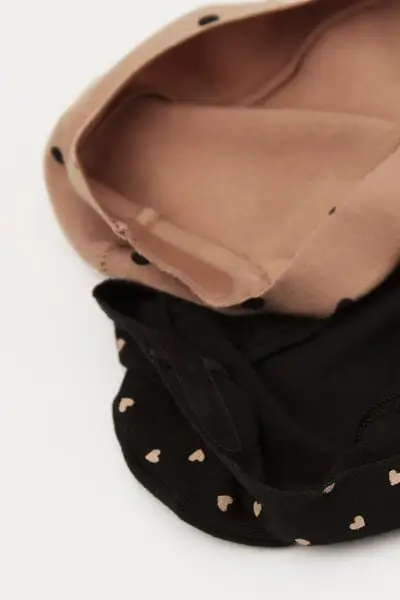 2 Paia Calzini Fantasmini Cotone Taglio Vivo Donna Donna Nero miniatura 2