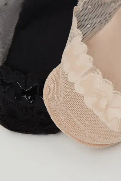 2 Paia Calzini Fantasmini in Pizzo Donna Donna Nero miniatura 2
