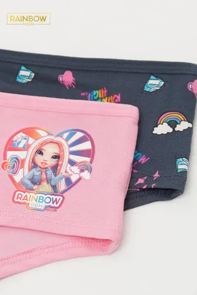 2 Paia Culotte Bimba Cotone Rainbow High Bambina Nero miniatura 2