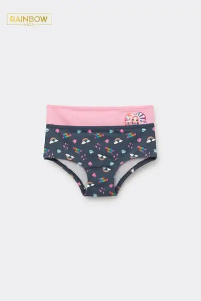 2 Paia Culotte Bimba Cotone Rainbow High Bambina Nero