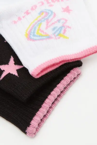 3 Paia Calzini Corti Cotone Fantasia Bimba Bambina miniatura 2