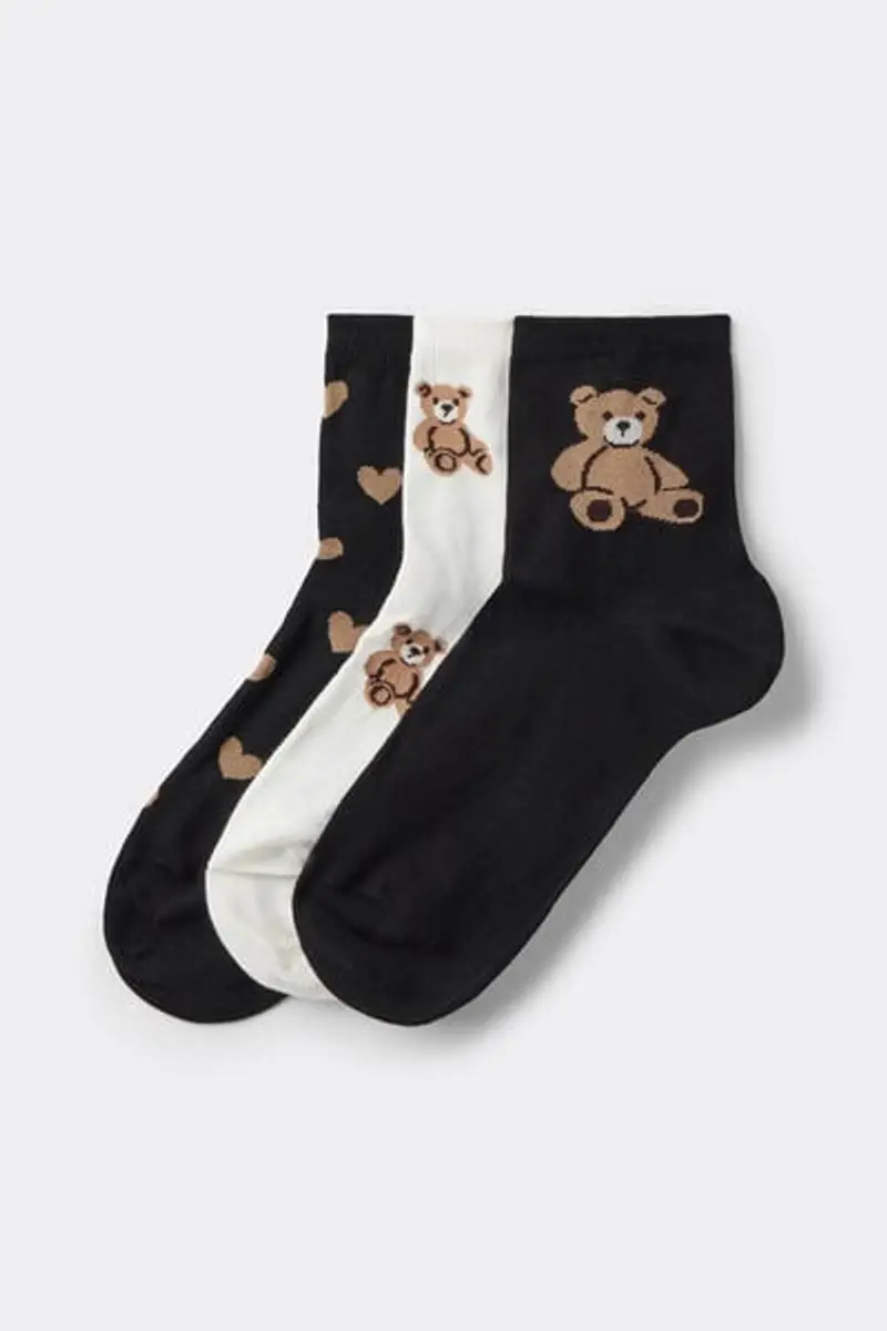 Tezenis 3 Paia Calzini Corti Cotone Fantasia Donna Donna Taglia TU