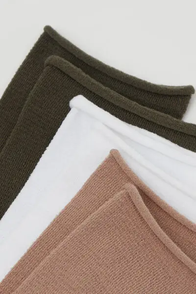 3 Paia Calzini Corti Cotone Senza Bordo Fantasia Donna Donna Marrone miniatura 2