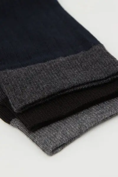 3 Paia Calzini Corti Cotone Senza Bordo Fantasia Uomo Uomo Nero miniatura 2