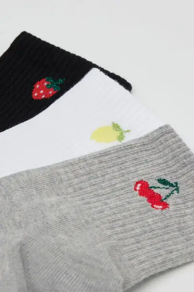 3 Paia Calzini Corti in Cotone Sport Fantasia Donna Donna Stampa miniatura 2