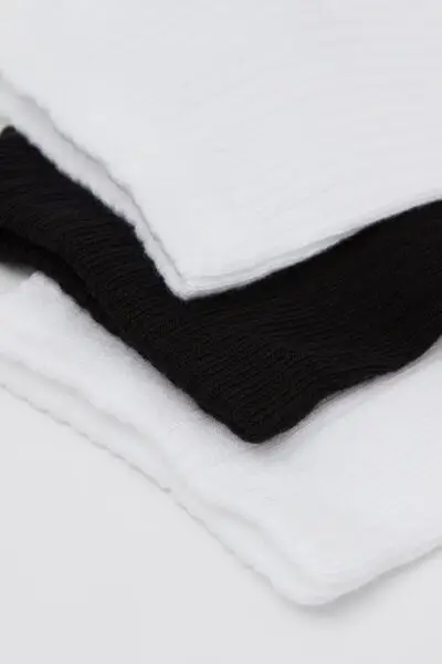 3 Paia Calzini Cortissimi in Cotone Costine Fantasia Donna Donna Nero miniatura 2