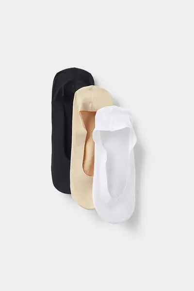 3 Paia Calzini Fantasmini con Cotone e Silicone Donna Nero