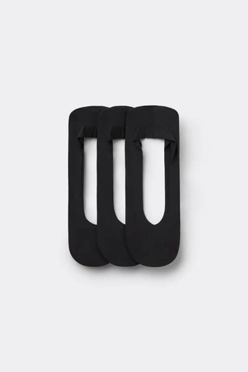 Tezenis 3 Paia Calzini Fantasmini con Cotone e Silicone Donna Nero Taglia TU