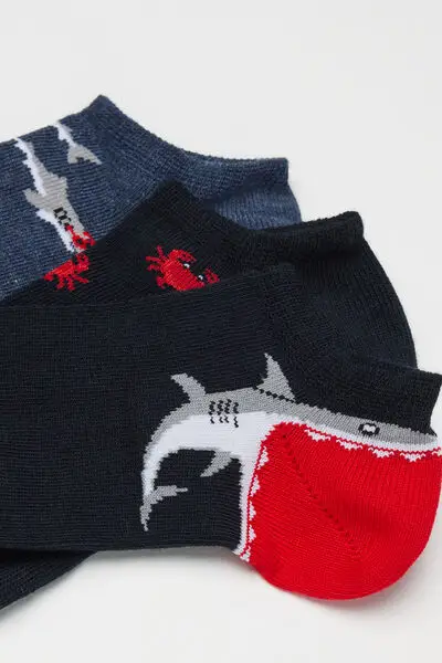 3 Paia Pedulini in Cotone Fantasia Bimbo Bambino Nero miniatura 2