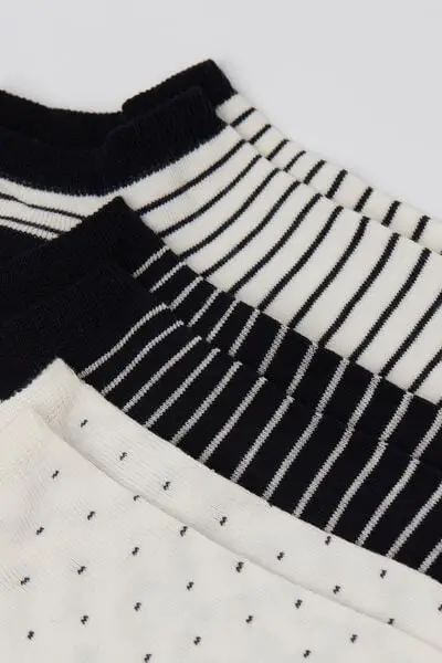 3 Paia Pedulini in Cotone Fantasia Donna Donna Multicolore miniatura 2