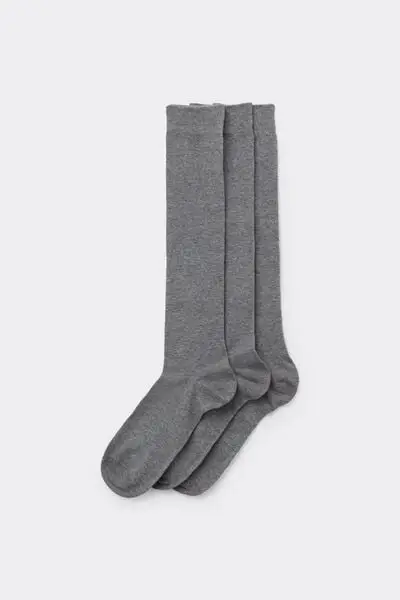 3 X Calzino Lungo Cotone Leggero Uomo Grigio
