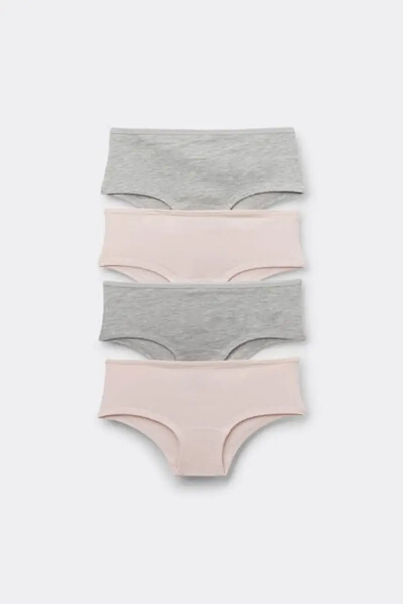 Tezenis 4 Paia Culotte Bimba Cotone Basic Bambina Grigio Chiaro Taglia 10-11