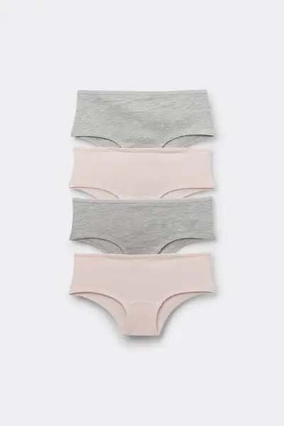 4 Paia Culotte Bimba Cotone Basic Bambina Rosa Chiaro