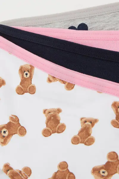 4 Paia Culotte Bimba Cotone Stampato Bambina Bianco miniatura 2