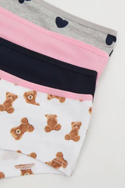 4 Paia Culotte Bimba Cotone Stampato Bambina Bianco miniatura 3