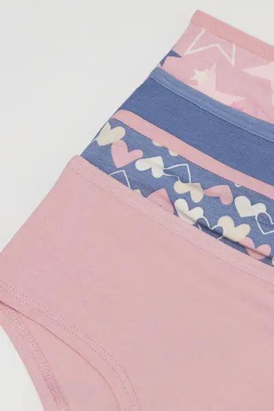 4 Paia Culotte Bimba Cotone Stampato Bambina Blu miniatura 3