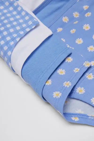 4 Paia Culotte Bimba Cotone Stampato Bambina Blu miniatura 3