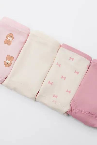 4 Paia Culotte Bimba Cotone Stampato Bambina Rosa miniatura 3