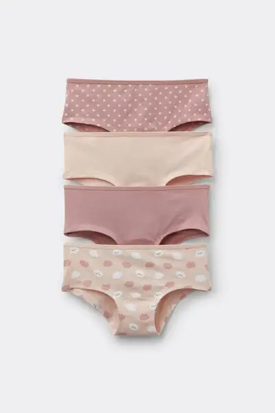 4 Paia Culotte Bimba Cotone Stampato Bambina Rosa