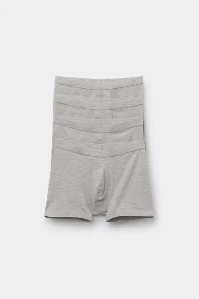 4 Paia di Boxer Basici in Cotone Bimbo Bambino Grigio