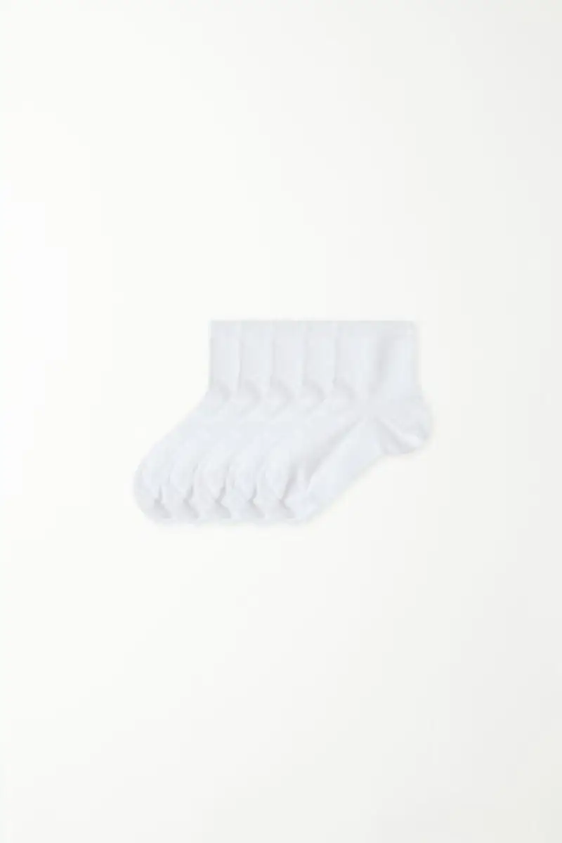 Tezenis 5 Paia Calzini Corti in Cotone Leggero Bimbi Unisex Unisex Bianco Taglia 25-27