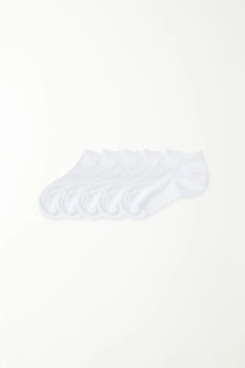 Tezenis 5 Paia Pedulini in Cotone Bimbi Unisex Unisex Bianco Taglia 25-27