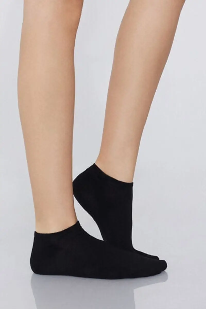Tezenis 5 Paia Pedulini in Cotone Tinta Unita Donna Nero Taglia 34-36