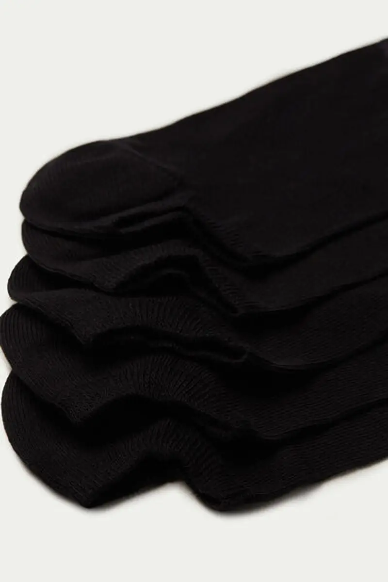 Tezenis 5 Paia Pedulini in Cotone Tinta Unita Donna Nero Taglia 34-36 miniatura 2
