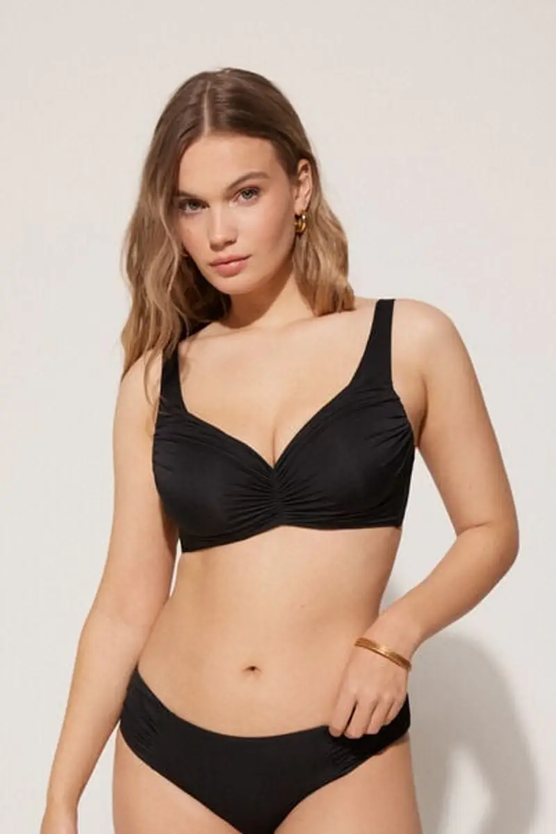 Tezenis Bikini Balconette Preformata Arriccio Riciclato Donna Nero Taglia 2 miniatura 3