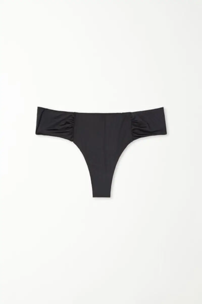 Tezenis Bikini Brasiliano Alto Arriccio Laterale Riciclato Donna Nero Taglia L