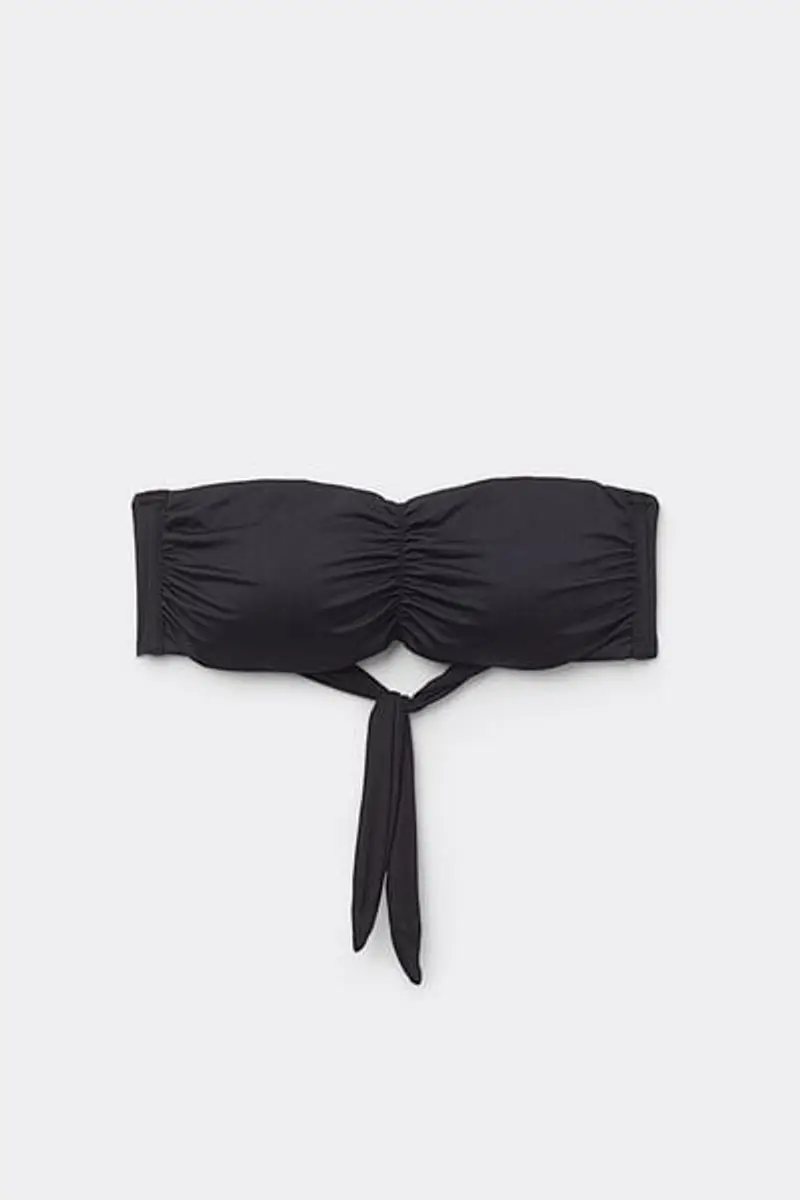 Tezenis Bikini Fascia Imbottito Estraibile Arriccio Riciclato Donna Nero Taglia L