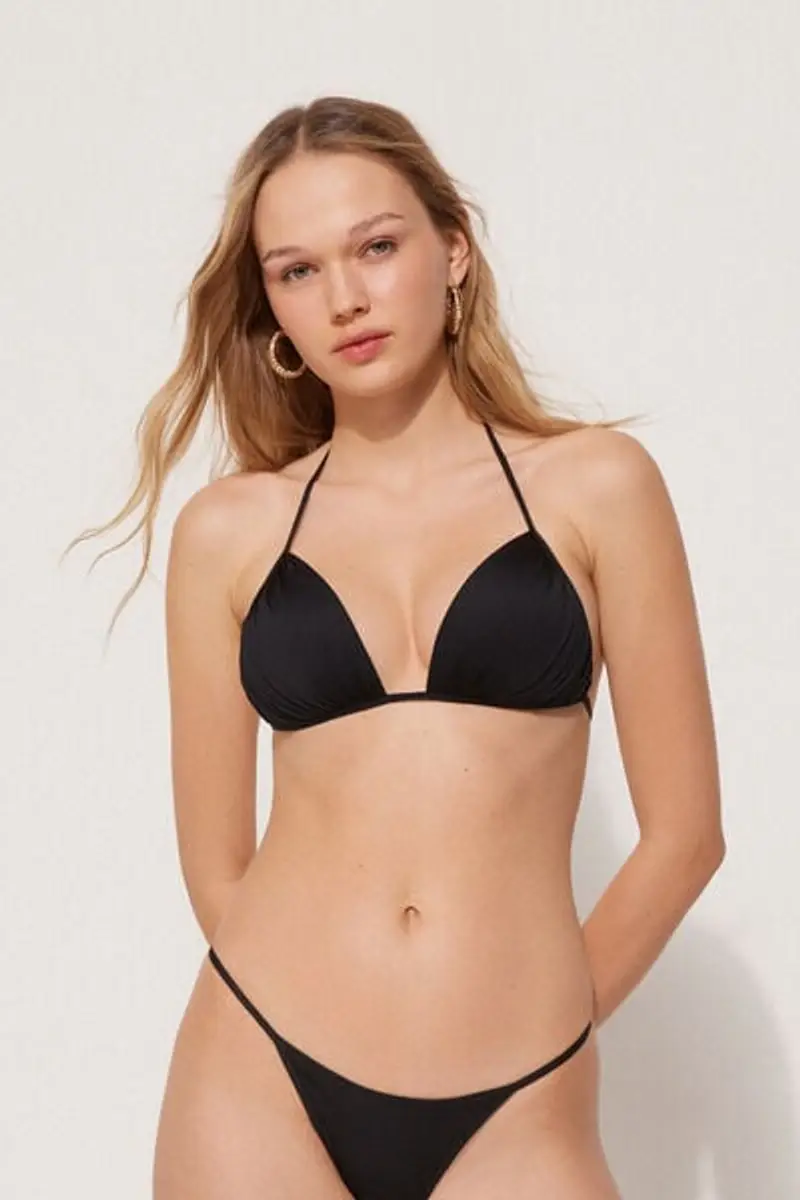 Tezenis Bikini Triangolo Graduato Arriccio Riciclato Donna Nero Taglia 1 miniatura 3