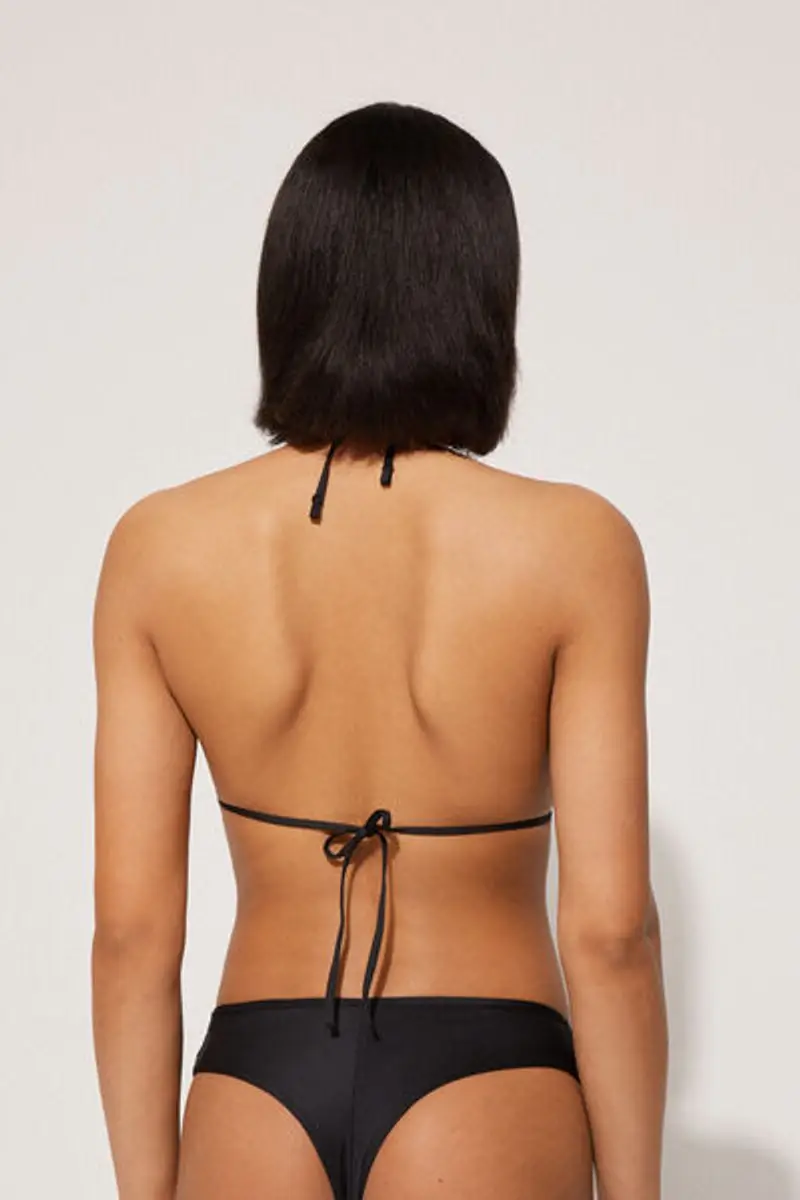 Tezenis Bikini Triangolo Imbottito Arriccio Riciclato Donna Nero Taglia 1 miniatura 2