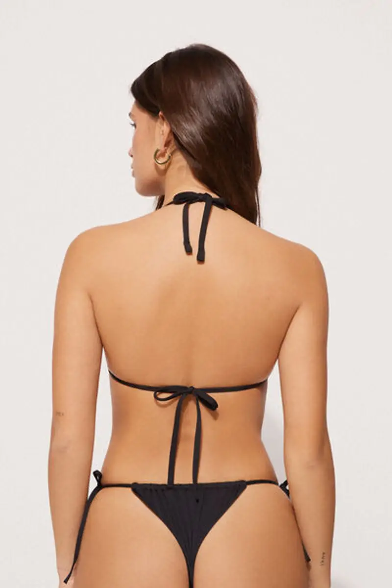 Tezenis Bikini Triangolo Non Imbottito Tendina Riciclato Donna Nero Taglia 1 miniatura 2