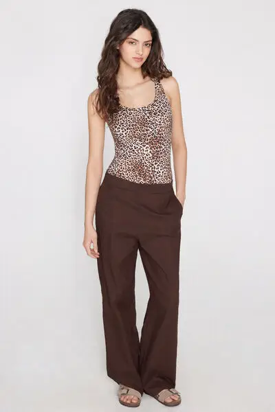 Body con Reggiseno Spalla Larga Stampato Natural Lifting 2 in 1 Donna Marrone