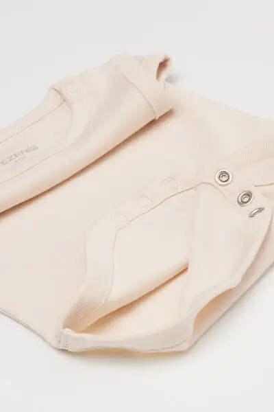 Body Neonato Spalla Larga in 100% Cotone Tinta Unita Avorio (56 cm) miniatura 2