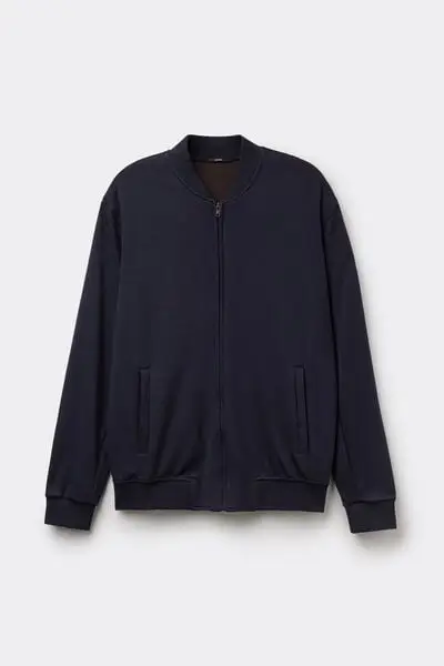 Bomber Felpa Soft touch Uomo Blu