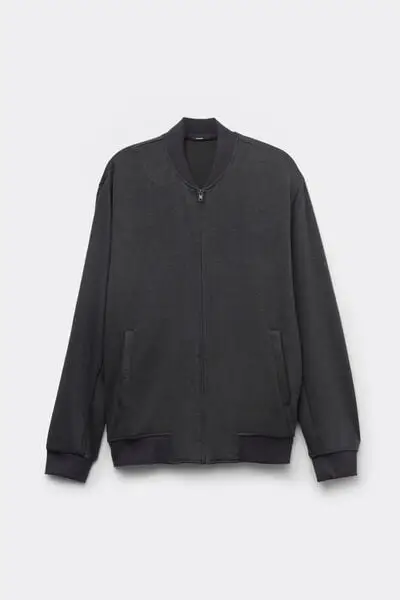 Bomber Felpa Soft touch Uomo Grigio Scuro