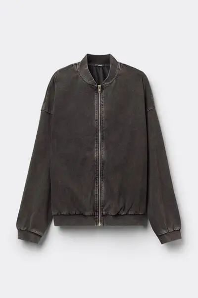 Bomber in Denim Stretch Donna Nero